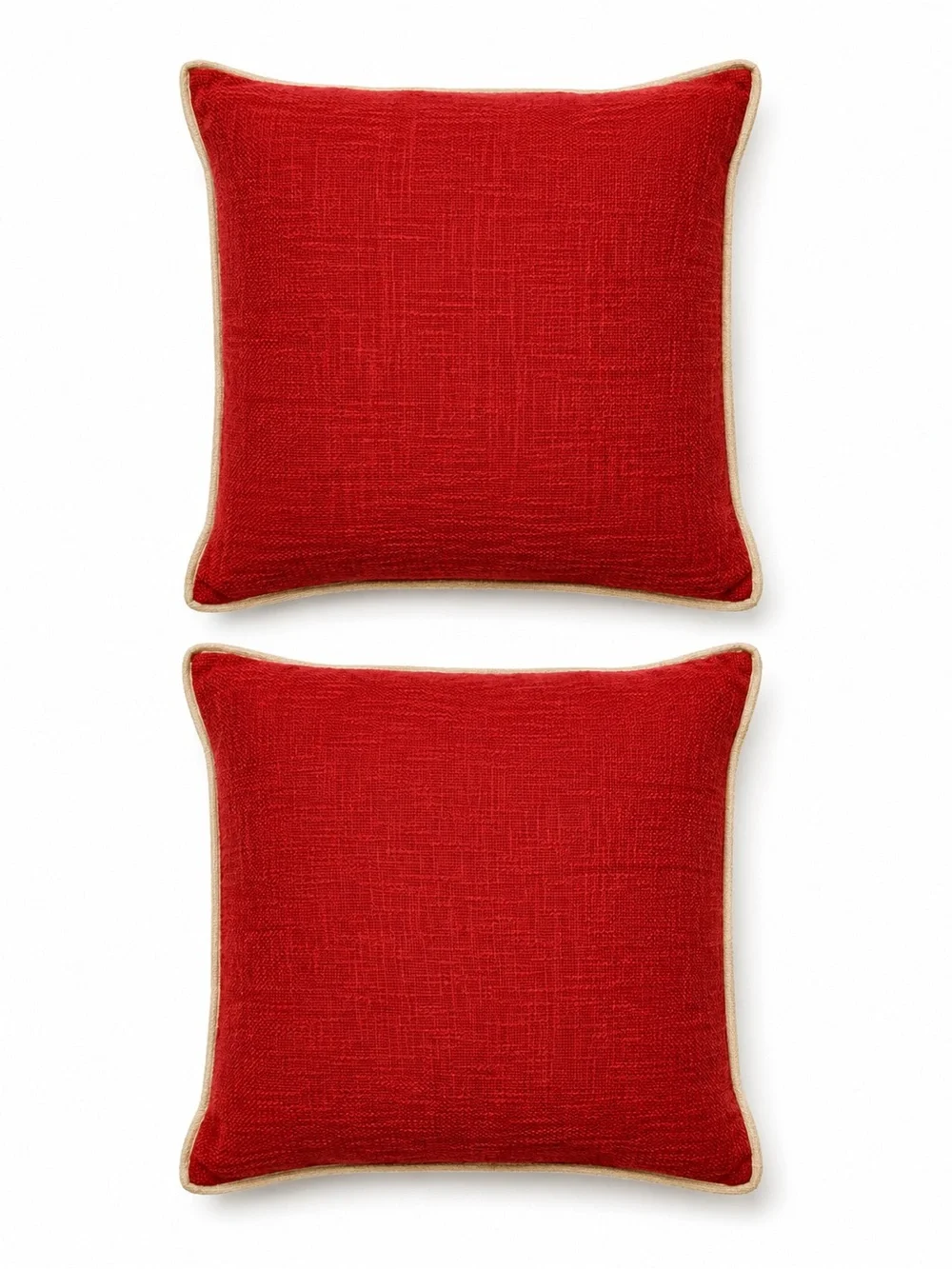 Pottery Barn Set of 2 Red Textured Cotton Throw Pillows 20x20 w/ Inserts